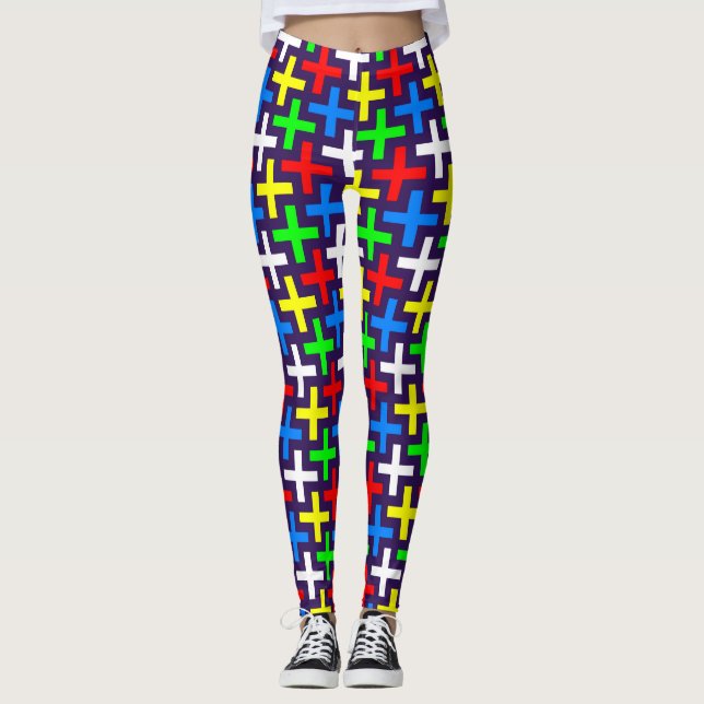 Colourful crosses pattern leggings (Front)