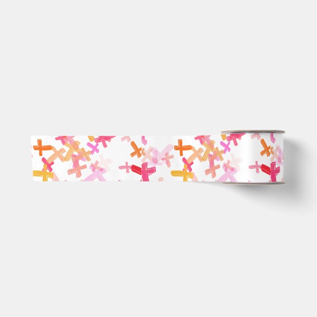 Colourful Crosses Satin Ribbon (Front)