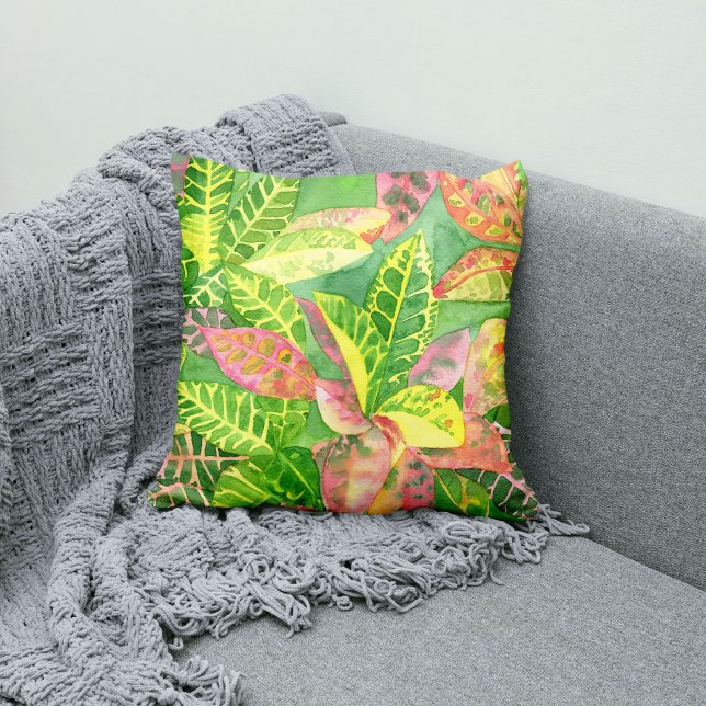 Colourful Croton Watercolor Pillow (Creator Uploaded)