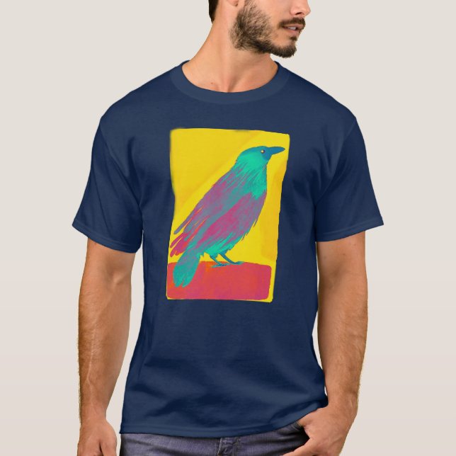 Colourful Crow Watercolor T-Shirt (Front)