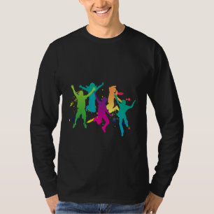 Colourful Crowd Dancing Portrait Silhouette T-Shirt