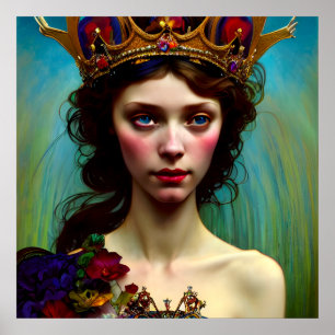 Colourful Crowned Lonely Princess Poster