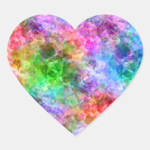 Colourful Crumpled Texture Heart Sticker