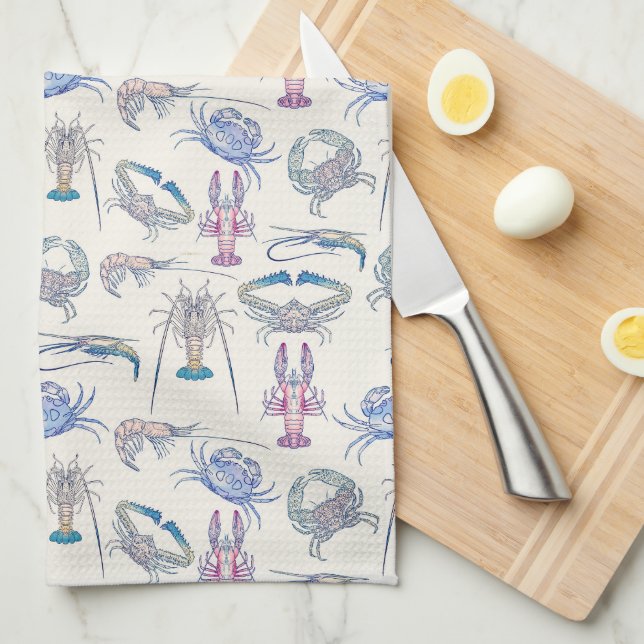 Colourful Crustacean Core Aesthetic Tea Towel (Quarter Fold)