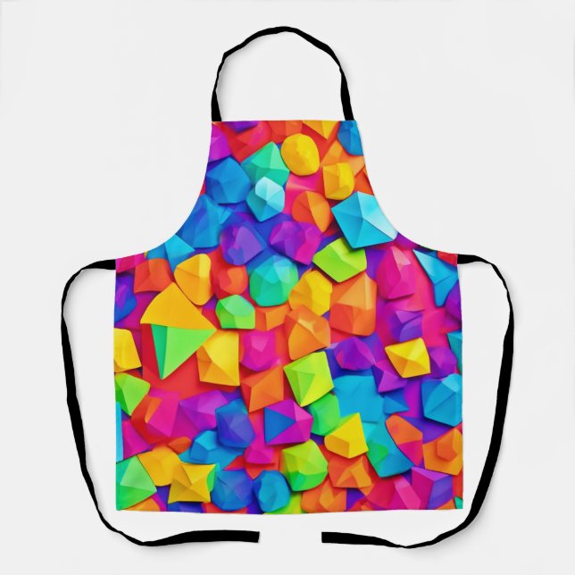 Colourful Crystal Shapes Art Apron (Front)