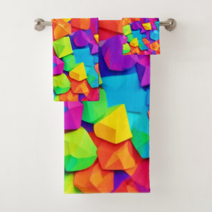 Colourful Crystal Shapes Art Bath Towel Set