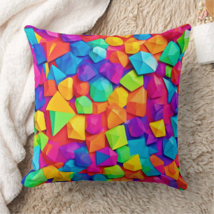 Colourful Crystal Shapes Art Cushion