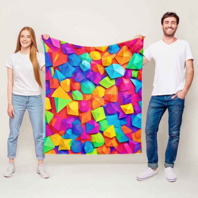Colourful Crystal Shapes Art Fleece Blanket (In Situ)
