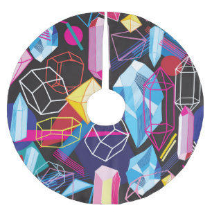 Colourful crystals, dark abstract background brushed polyester tree skirt