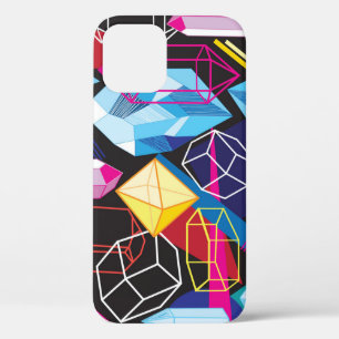 Colourful crystals, dark abstract background iPhone 12 case