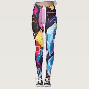 Colourful crystals, dark abstract background leggings