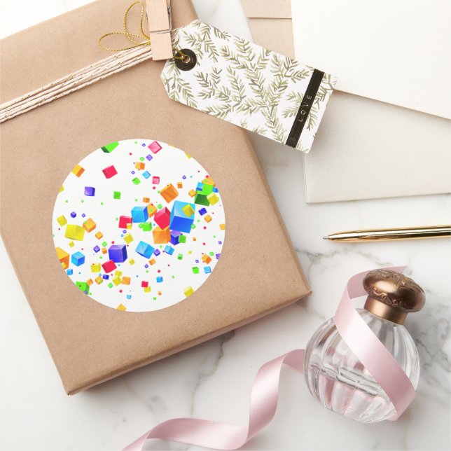 Colourful Cubes 1 Classic Round Sticker (Gifting)