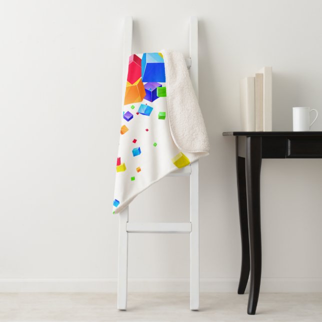 Colourful Cubes 1 Sherpa Blanket (In Situ)