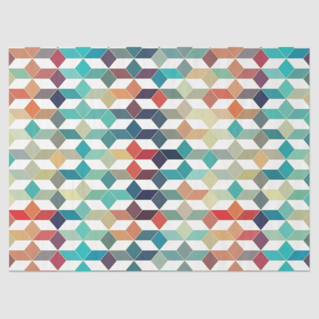Colourful Cubes Modern Geometric Pattern Tissue Paper (Front)