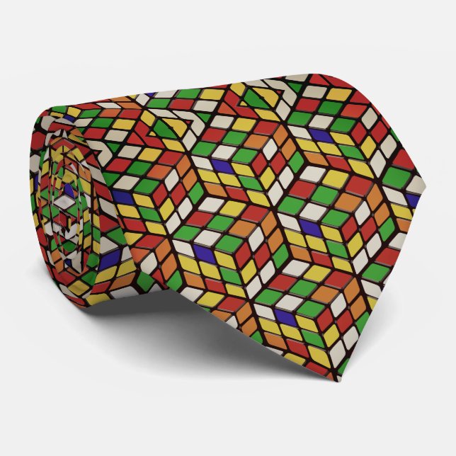 Colourful Cubes Pattern Tie (Rolled)