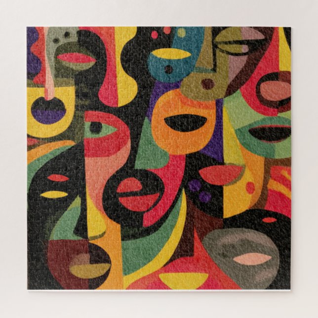 Colourful Cubism Abstract Faces Puzzle (Vertical)