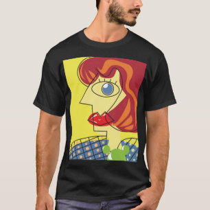 Colourful Cubism: Female Portrait Art. T-Shirt