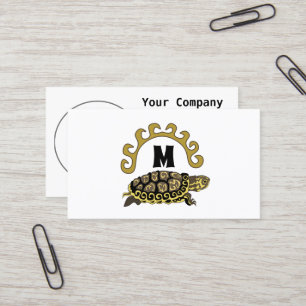Colourful Cumberland Slider Turtle Monogram Business Card