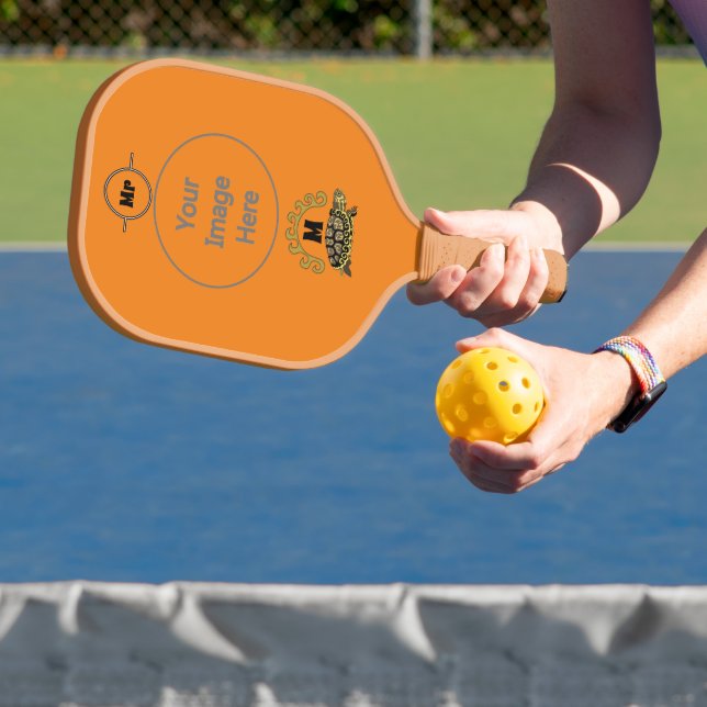 Colourful Cumberland Slider Turtle Monogram Pickleball Paddle (Insitu)