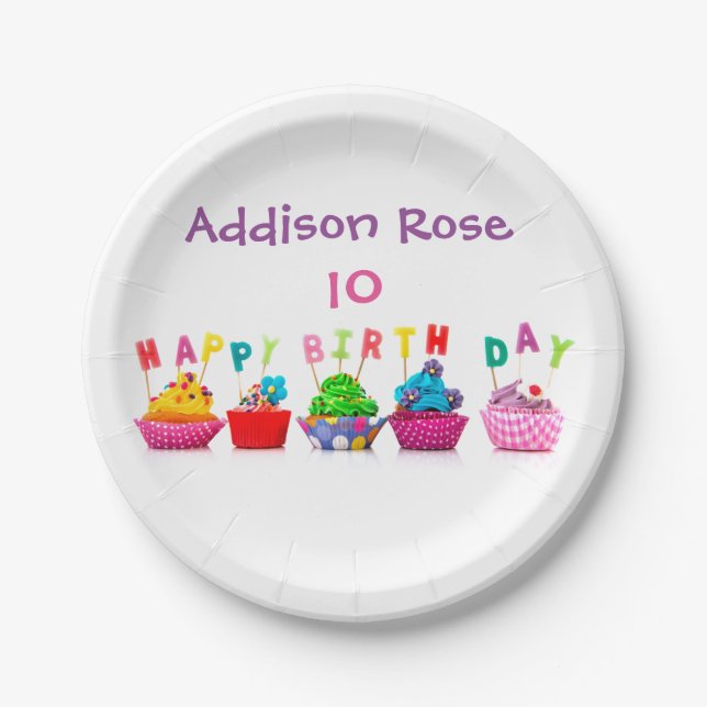 Colourful Cupcake - 7" Plate (Front)