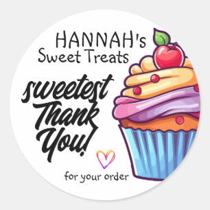 Colourful Cupcake Cherry on Top Thank You for Orde Classic Round Sticker