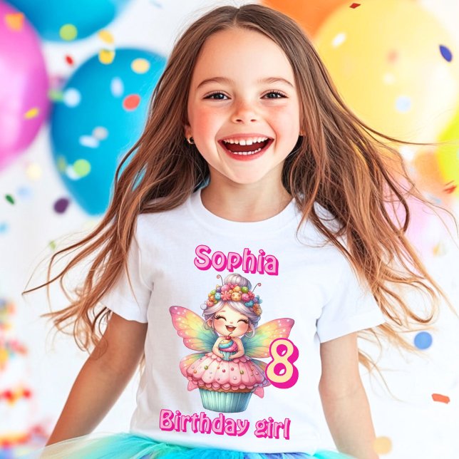 Colourful cupcake fairy butterfly birthday  T-Shirt (Creator Uploaded)
