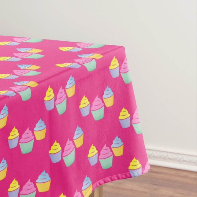 Colourful cupcake pattern Birthday party tableclot Tablecloth (In Situ)