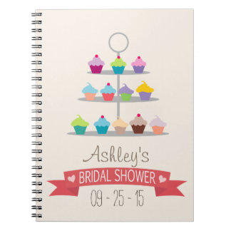 Colourful Cupcake Tree Bridal Shower Spiral Notebook