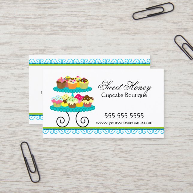 Colourful Cupcakes Baker Business Card (Front/Back In Situ)