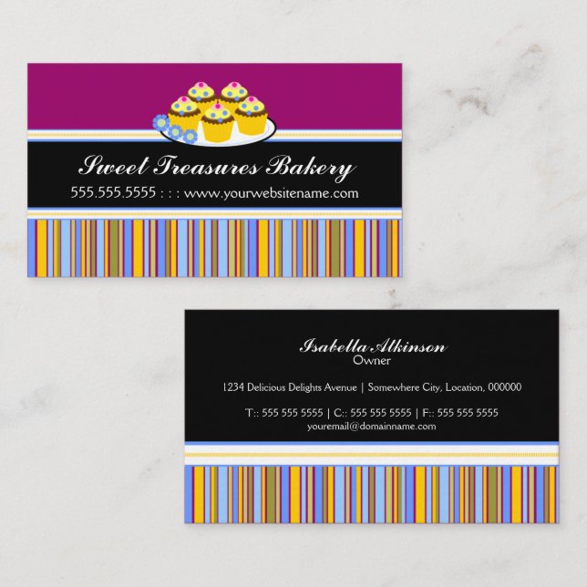 Colourful Cupcakes Bakery Business Card (Front/Back)