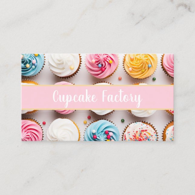 colourful cupcakes bakery individual name  business card (Front)