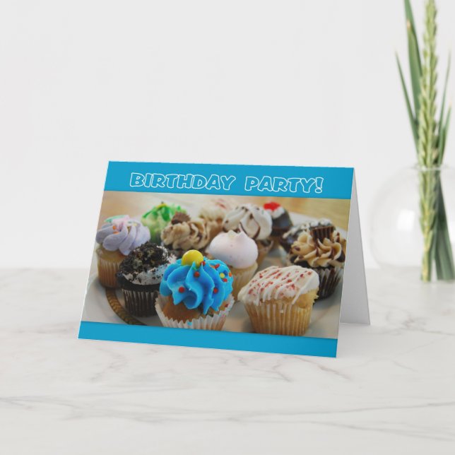 Colourful Cupcakes Birthday Party Invitation (Front)
