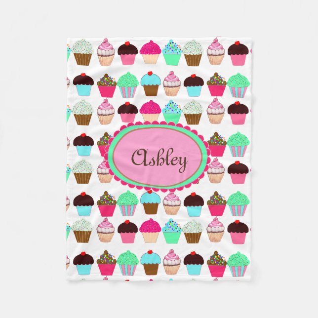 Colourful Cupcakes Fleece Blanket (Front)