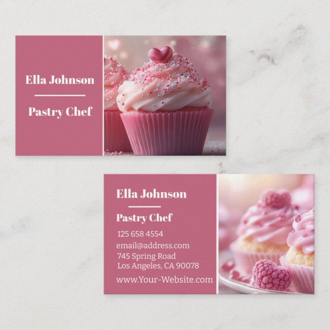 colourful cupcakes pastry background  business card (Front/Back)