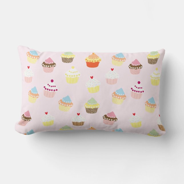 Colourful Cupcakes Pattern Lumbar Cushion (Front)