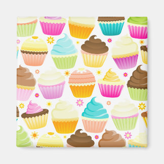 Colourful Cupcakes (White) Magnet