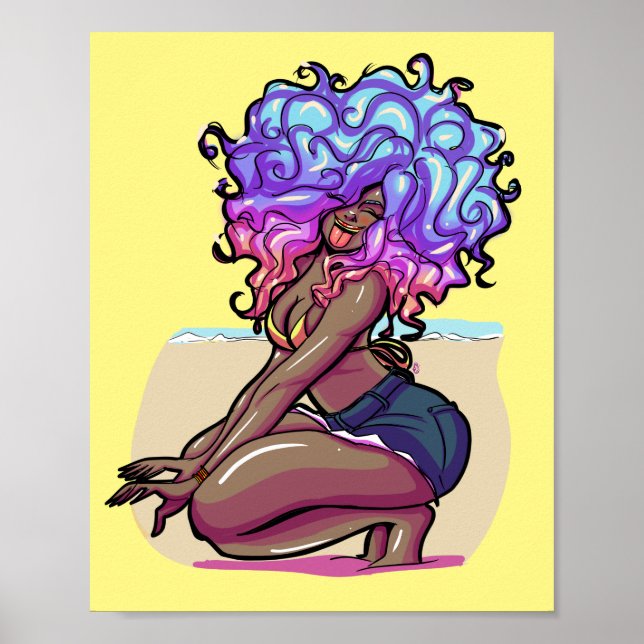 Colourful Curly Hair Poster (Front)