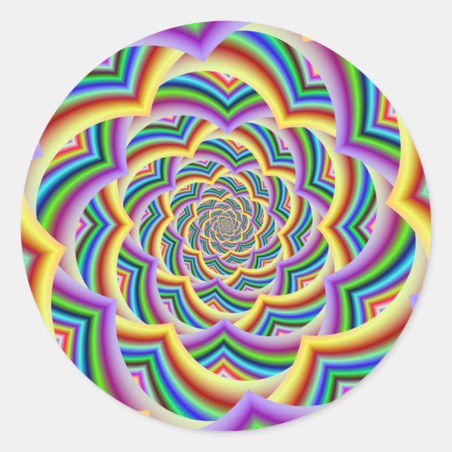 Colourful Curved Chevron Spiral Classic Round Sticker (Front)