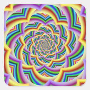 Colourful Curved Chevron Spiral Square Sticker