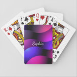 Colourful Curved Shapes, White Script Name Playing Cards<br><div class="desc">Colourful Curved Shapes with personalised white script name.</div>