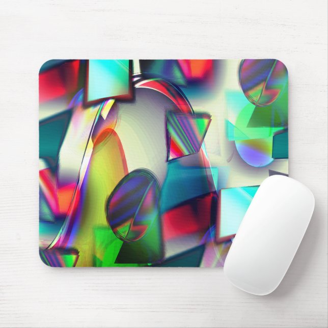 Colourful curved squares and circles with metallic mouse pad (With Mouse)
