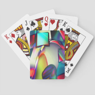 Colourful curved squares and circles with metallic playing cards