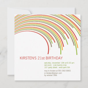 Colourful Curved Stripes Modern 21st Birthday Invitation