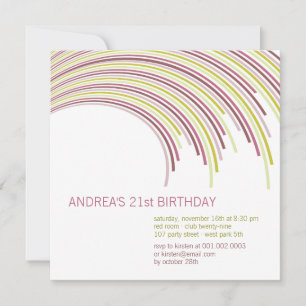 Colourful Curved Stripes Modern 21st Birthday Part Invitation