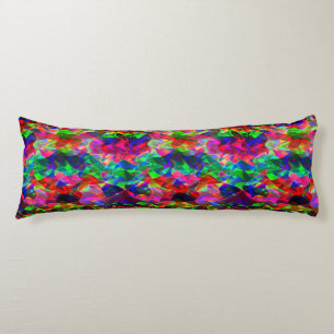 Colourful curved triangles or coloured undulations body cushion