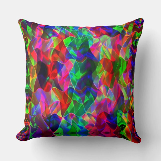 Colourful curved triangles or coloured undulations cushion (Front)