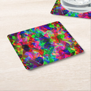 Colourful curved triangles or coloured undulations square paper coaster