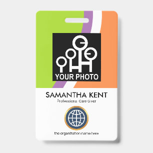 Colourful Curved Waves Employee Photo ID Badge