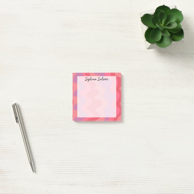 Colourful Curves CUSTOM Chic Monogram Personalised Post-it Notes (Office)