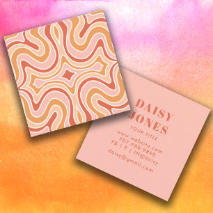 Colourful Curvy Lines Abstract Retro Business Card